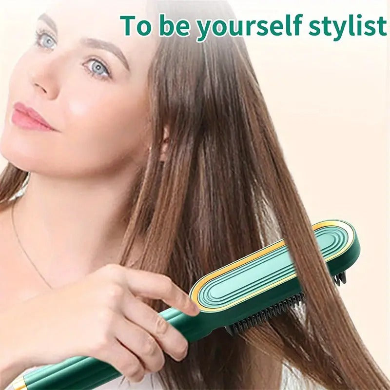 LCD Hair Straightening Comb with Dual-Use Curling Iron